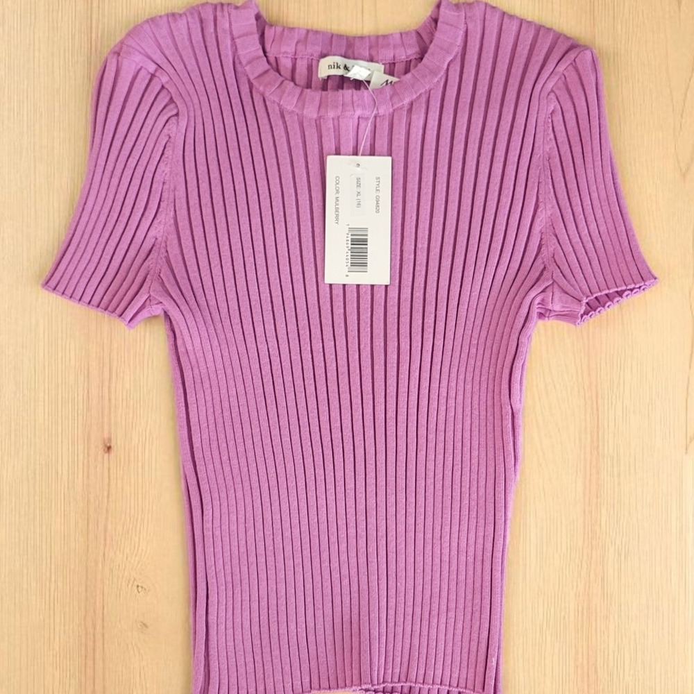 Lilac Ribbed Knit Kids Top
